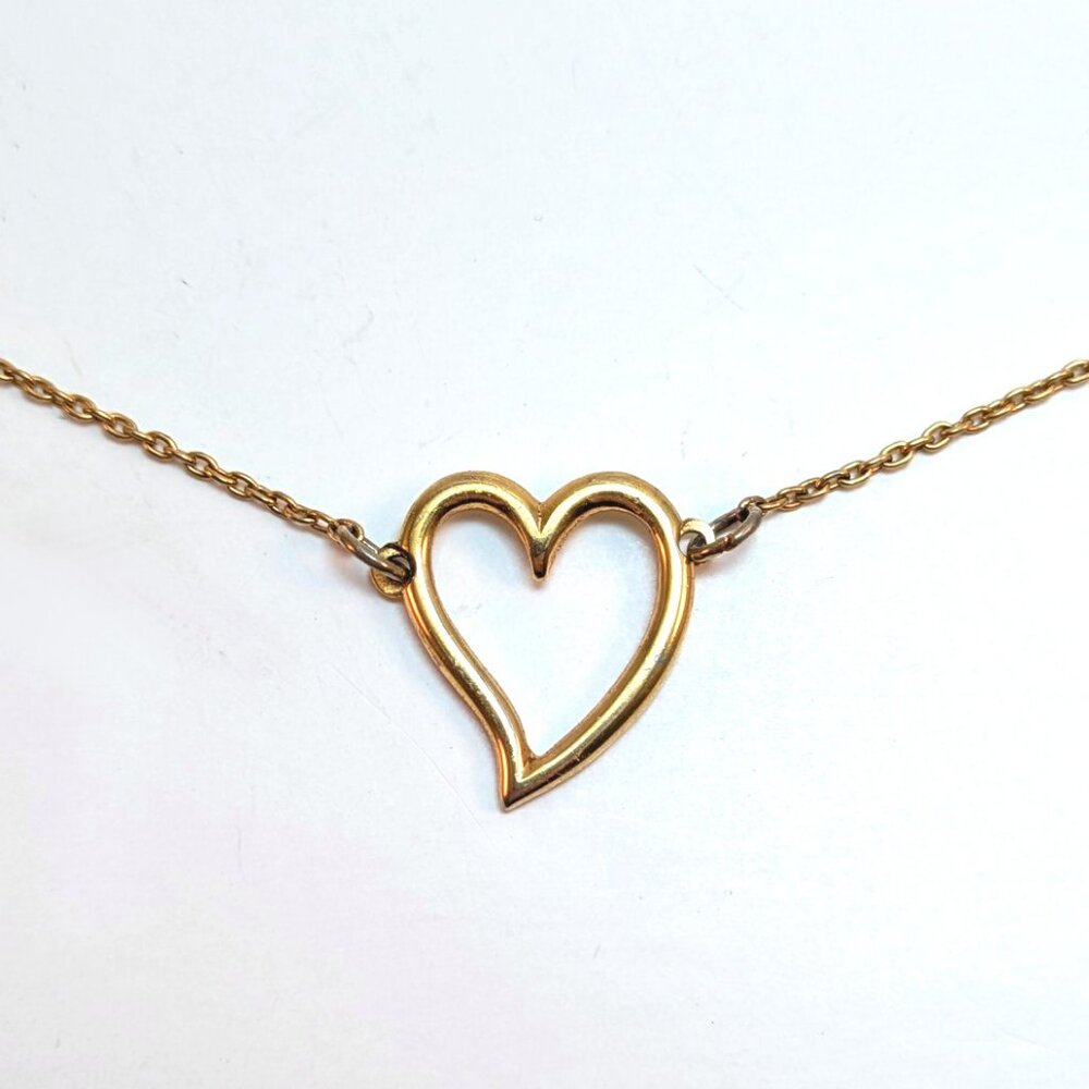 Vintage 90s Heart Choker Necklace Gold Coquette Preppy Kawaii Dainty Minimalist